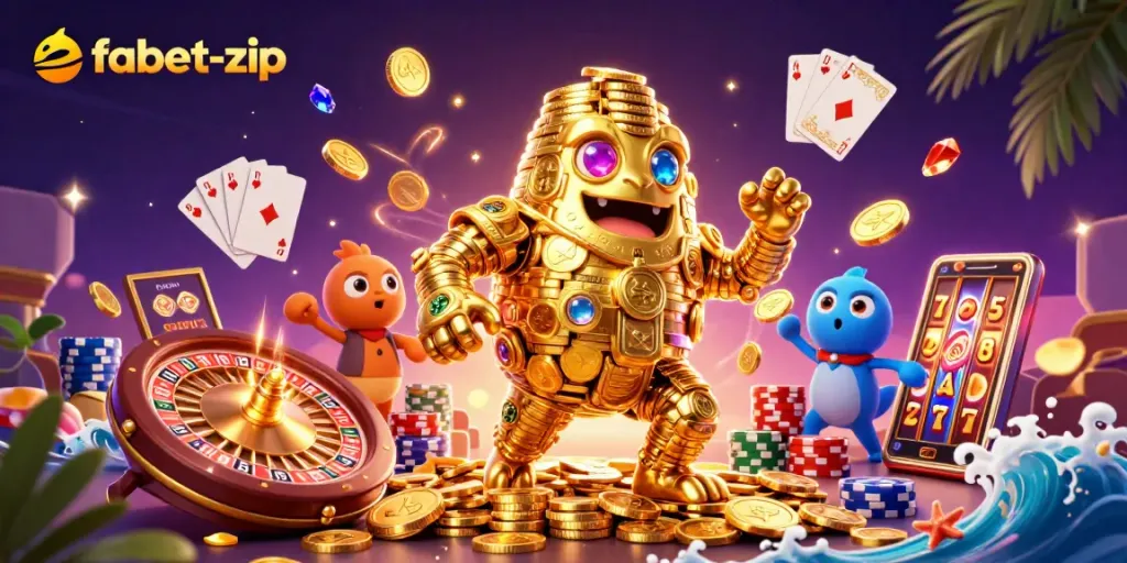 Engage in vibrant casino action with fabet-zip's golden golem and dynamic gaming elements.