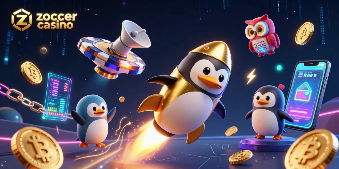 Blast off with zoccer casino as the golden penguin soars through a cosmic wealth adventure.